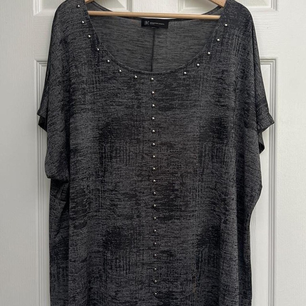 INC International Concepts gray studded blouse